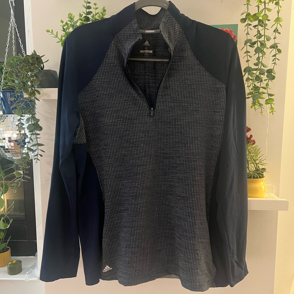 Adidas Navy and White Quarter Zip